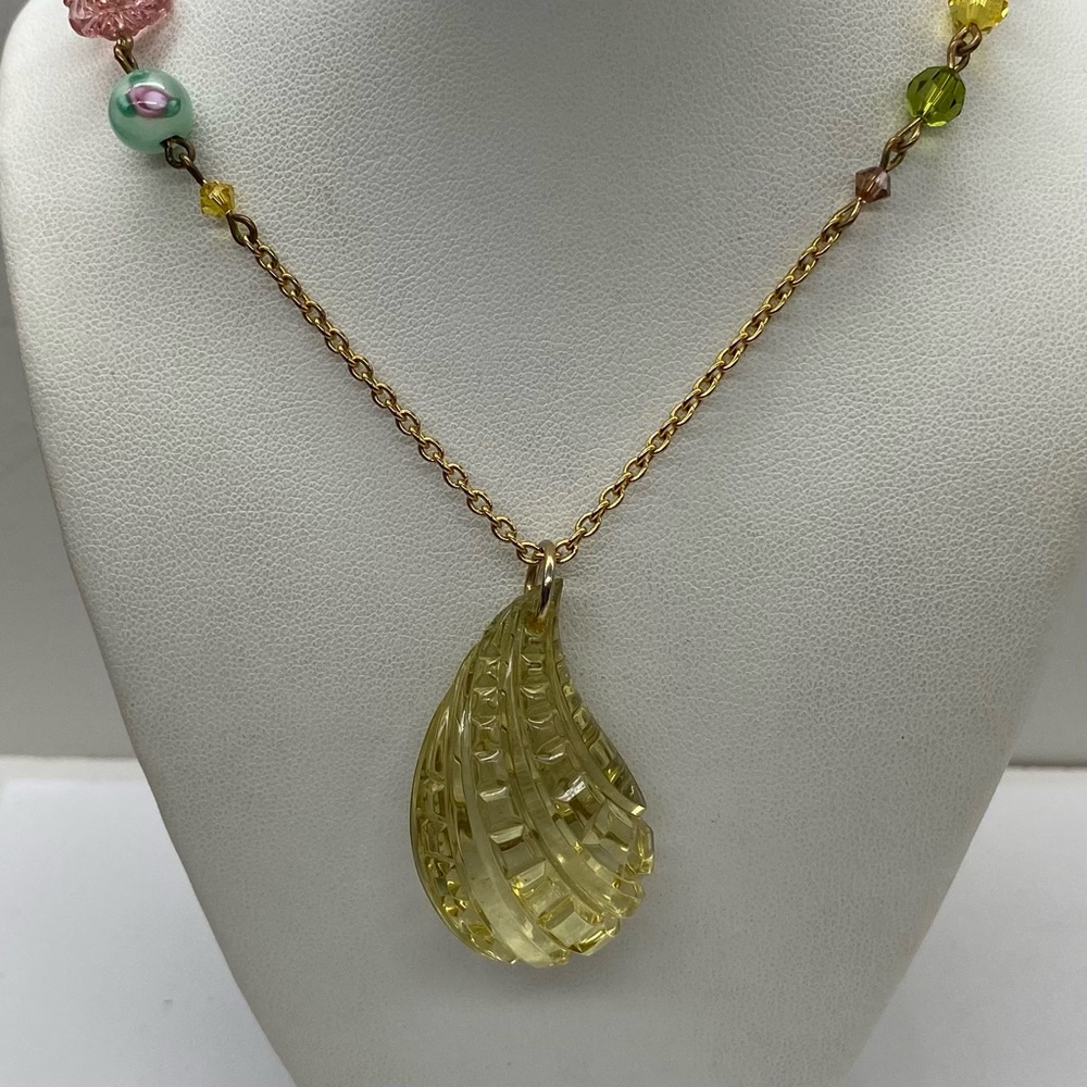 Tarina Tarantino Yellow Glass Teardrop Pendant Necklace